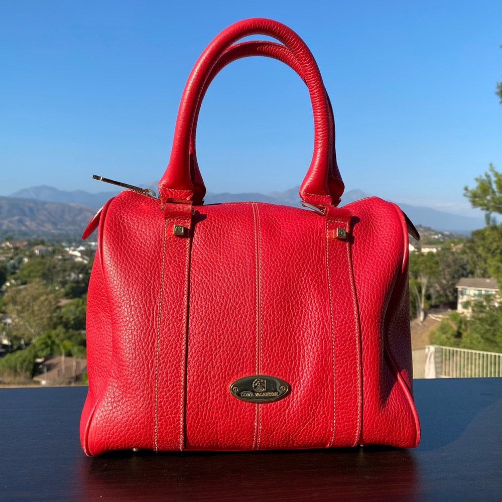 Lowe Valentini red  pebbled leather satchel